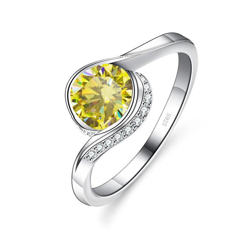 Twist-Ring – 925 Silber, Moissanit 1 CT, gedrehtes Banddesign