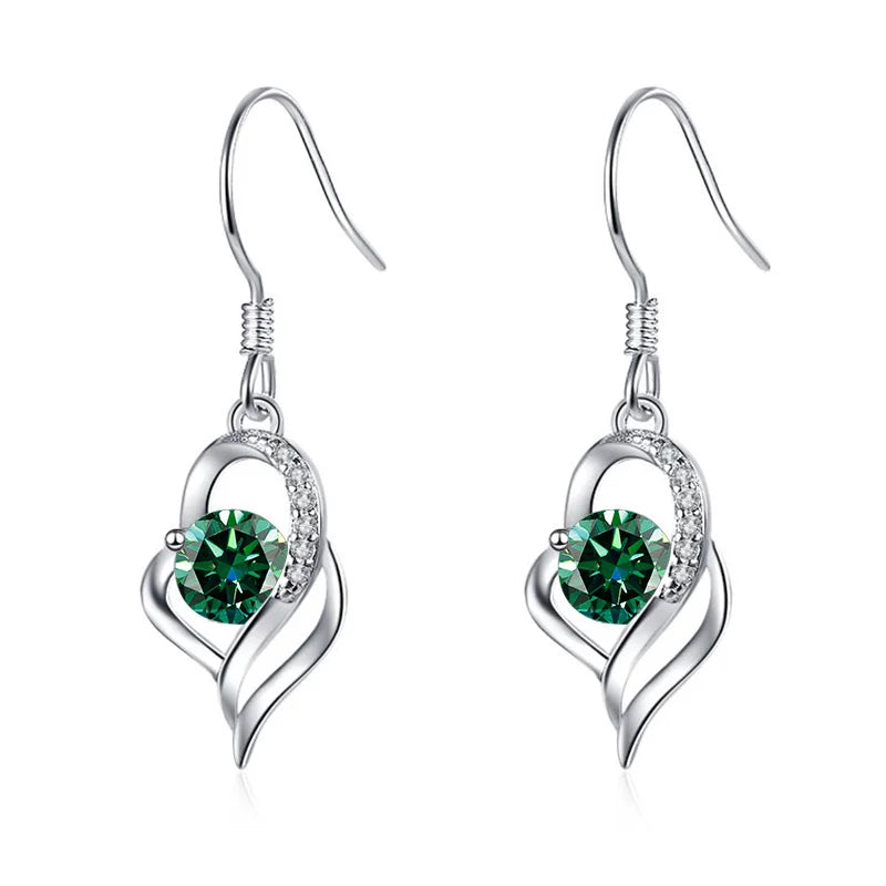 Tropfen Hängeohrringe | 925 Sterling Silber | Moissanit | 0,5 Karat | Multicolor | GRA