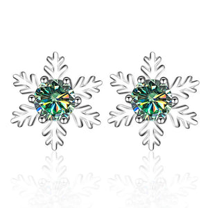 Schneeflocke Ohrstecker | 925 Sterling Silber | Moissanit | 0,5 Karat pro Stein