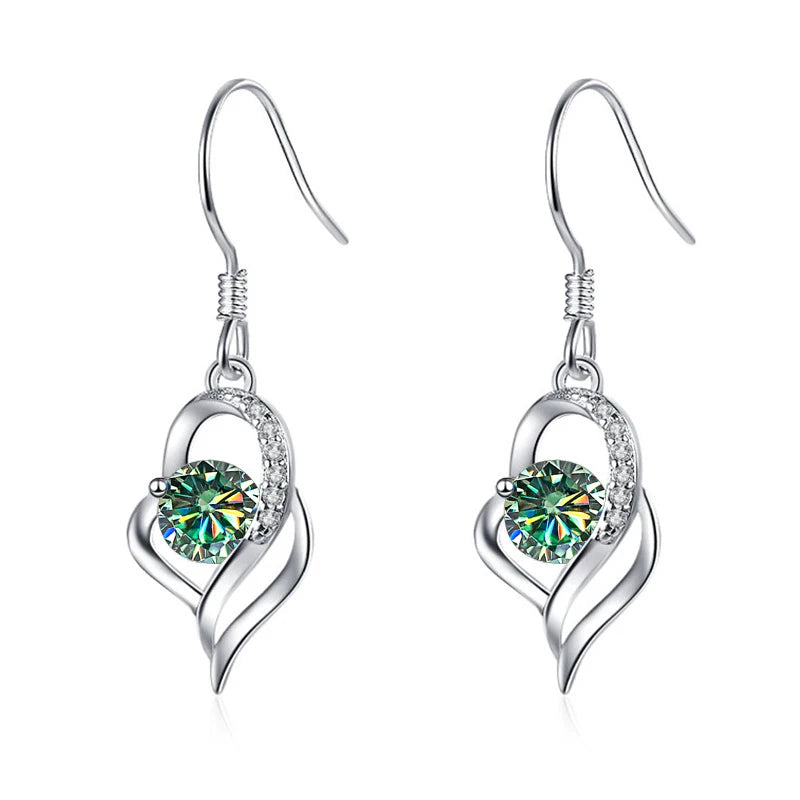 Tropfen Hängeohrringe | 925 Sterling Silber | Moissanit | 0,5 Karat | Multicolor | GRA