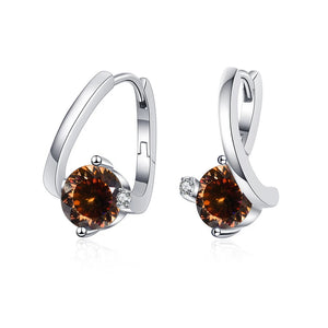 Geometrische Ohrstecker | 925 Sterling Silber | Moissanit 100 Facetten | 1 Karat