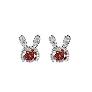 Häschen Ohrstecker | 925 Sterling Silber | Moissanit Rundschliff | 1 Karat | GRA
