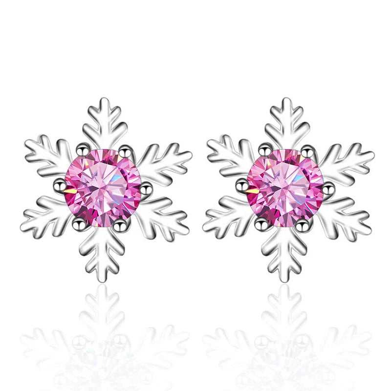 Schneeflocke Ohrstecker | 925 Sterling Silber | Moissanit | 0,5 Karat pro Stein