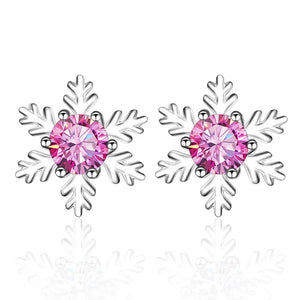 Schneeflocke Ohrstecker | 925 Sterling Silber | Moissanit | 0,5 Karat pro Stein