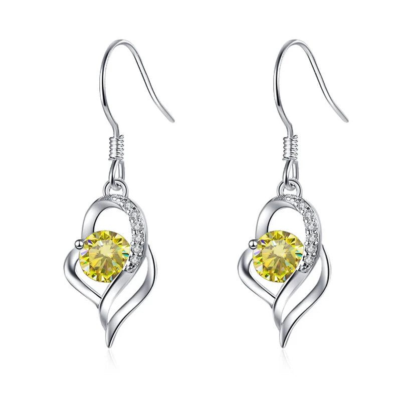 Tropfen Hängeohrringe | 925 Sterling Silber | Moissanit | 0,5 Karat | Multicolor | GRA