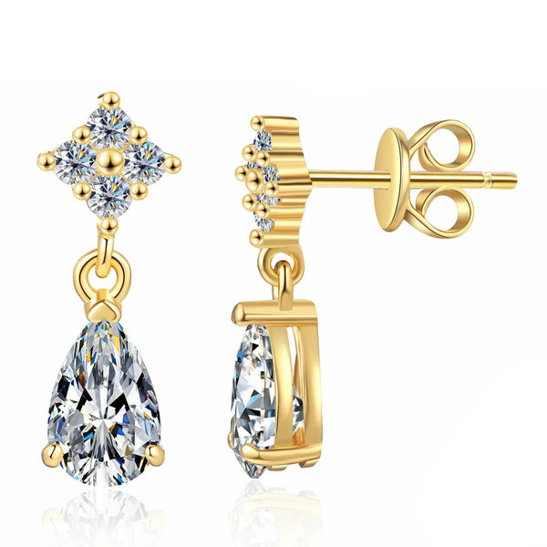Tropfen Ohrringe | 925 Sterling Silber | Moissanit Birnenschliff | 1 Karat