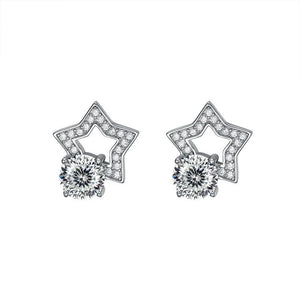 Stern Ohrstecker | 925 Sterling Silber | Moissanit Rundschliff | 1 Karat