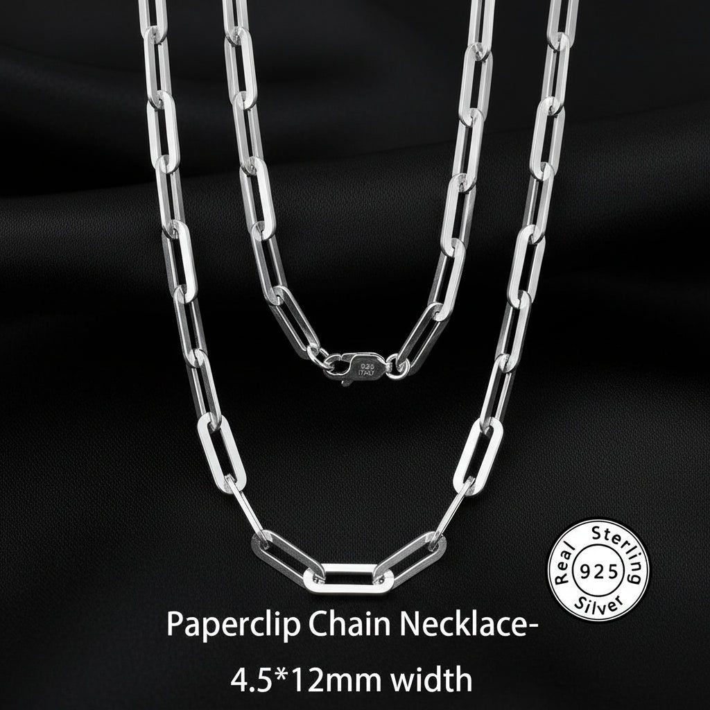 925 Sterling Silver Paperclip Chain Necklace