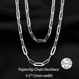925 Sterling Silver Paperclip Chain Necklace