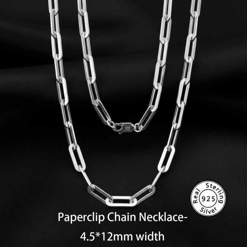 925 Sterling Silber Paperclip Chain Halskette
